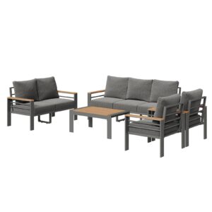 AOXUN Aluminum Outdoor Patio Conversation Set Dark Grey