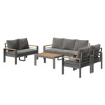 AOXUN Aluminum Outdoor Patio Conversation Set Dark Grey