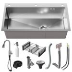 Drop In Stainless Steel Single Bowl Sink with Multiple Accessories - Silver