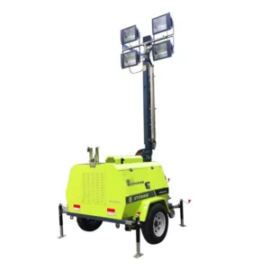 Portable LED light tower, 4×1000W, 5–9m mast