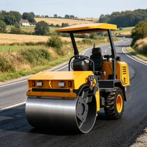 Dual drum vibratory road roller for asphalt and soil